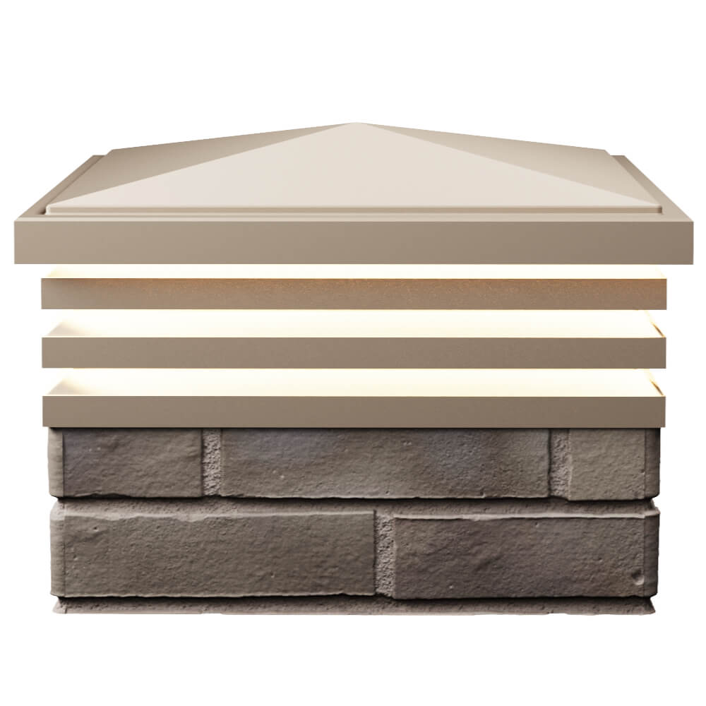 Колпак Zking Бона ХайТек Бежевый на столб 1.5х1.5 кирпича (385х385мм) с подсветкой в Киселевске фото