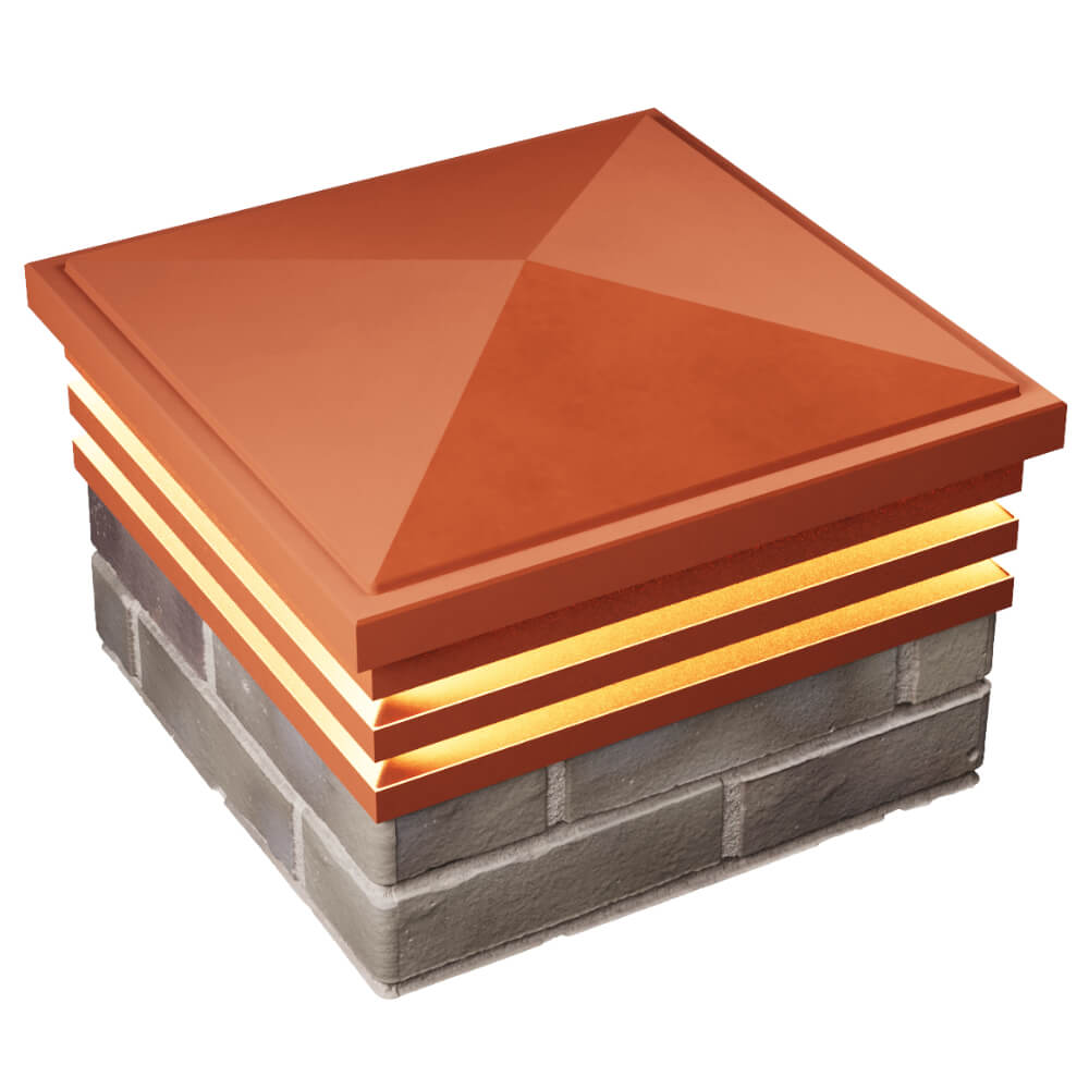 Колпак Zking Бона ХайТек Красный на столб 1.5х1.5 кирпича (385х385мм) с подсветкой в Киселевске фото