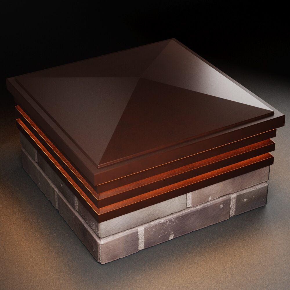 Колпак Zking Бона ХайТек Коричневый на столб 2х2 кирпича (513х513мм) с подсветкой в Киселевске фото