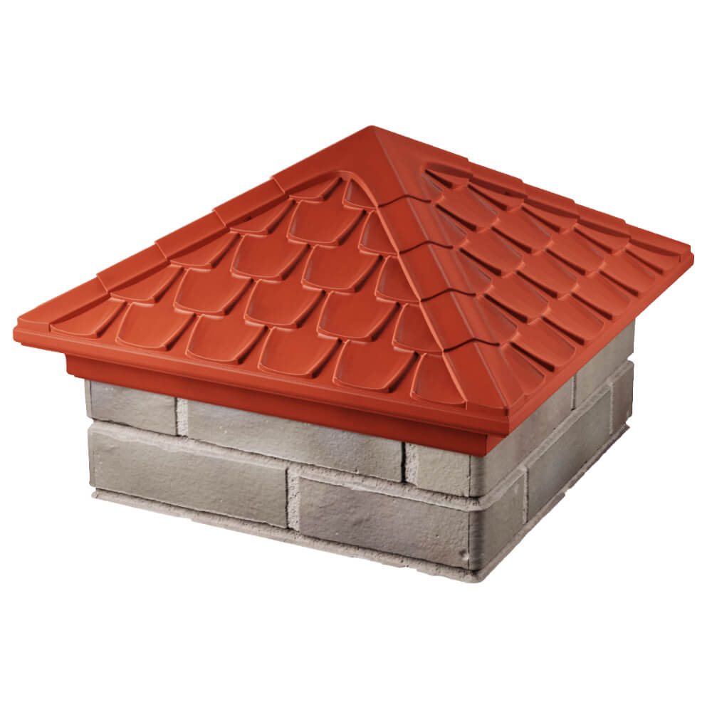 Колпак Zking Эльбрус Красный на столб 1.5х1.5 кирпича (385х385мм) в Киселевске фото