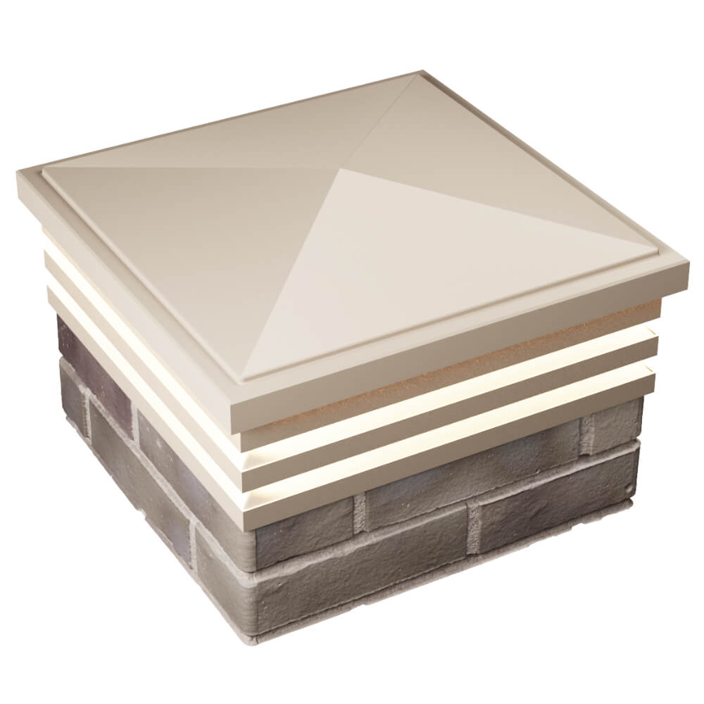 Колпак Zking Бона ХайТек Бежевый на столб 1.5х1.5 кирпича (385х385мм) с подсветкой в Киселевске фото