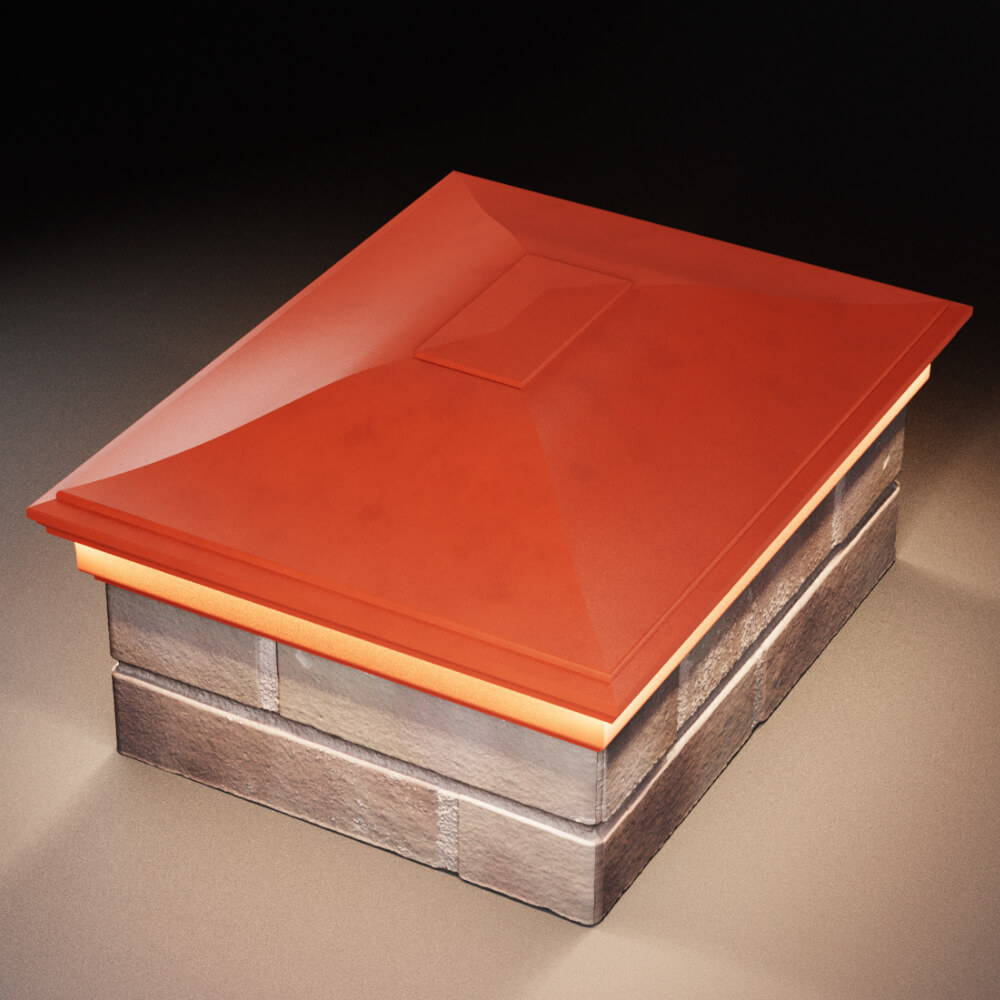 Колпак Zking Монблан Красный на столб 2х1.5 кирпича (515х385мм) c подсветкой в Киселевске фото