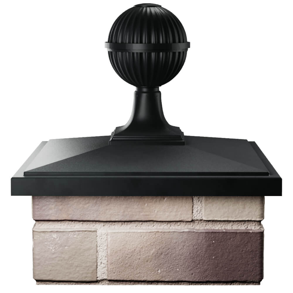 Колпак Zking БонаМоно Черный с шаром на столб 1.5х1.5 кирпича (385х385, 400х400мм) в сборе Киселевск фото