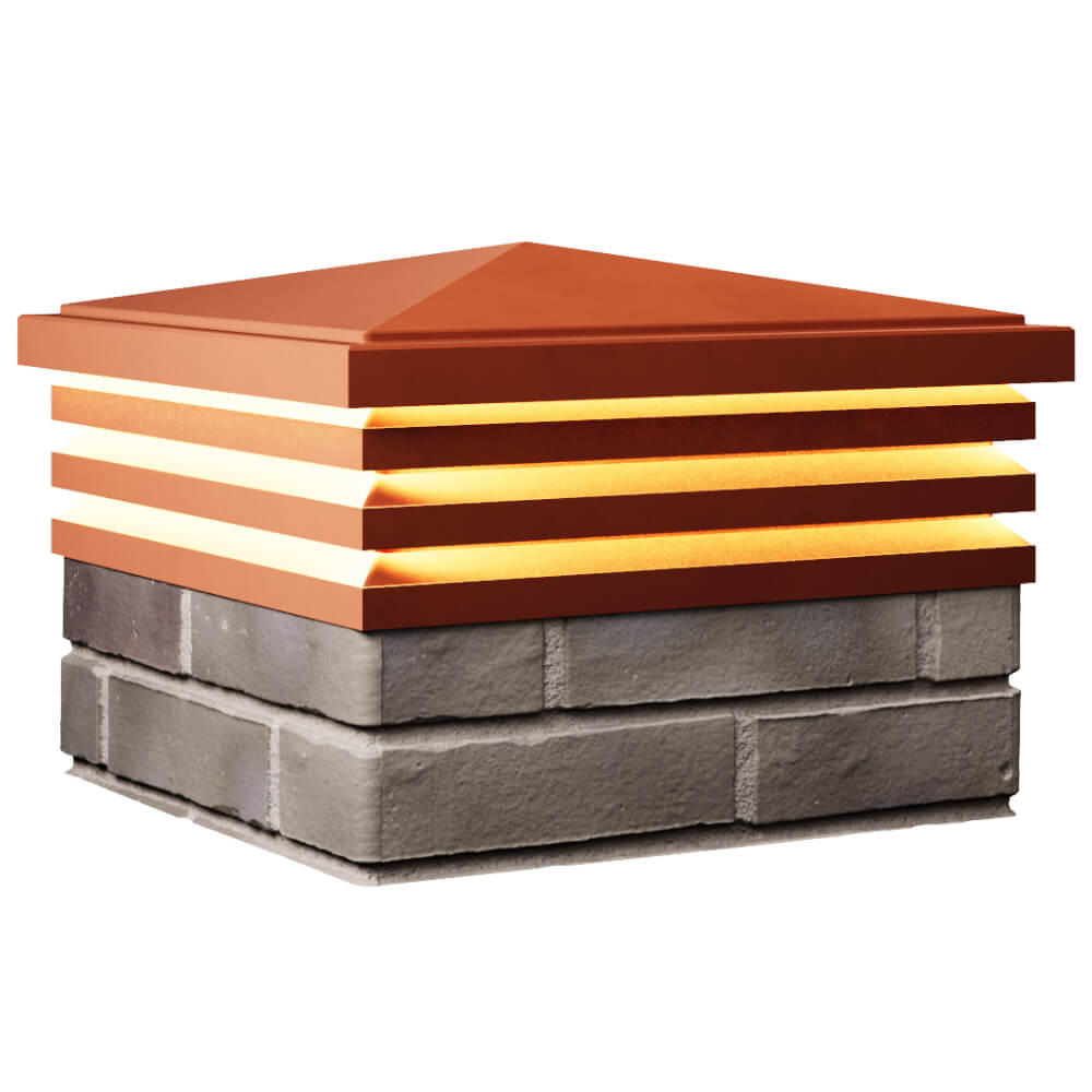 Колпак Zking Бона ХайТек Красный на столб 1.5х1.5 кирпича (385х385мм) с подсветкой в Киселевске фото