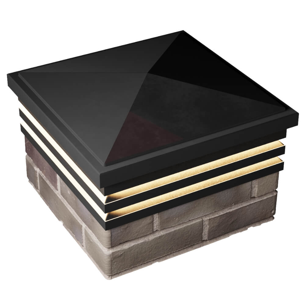 Колпак Zking Бона ХайТек Черный на столб 1.5х1.5 кирпича (385х385мм) с подсветкой в Киселевске фото