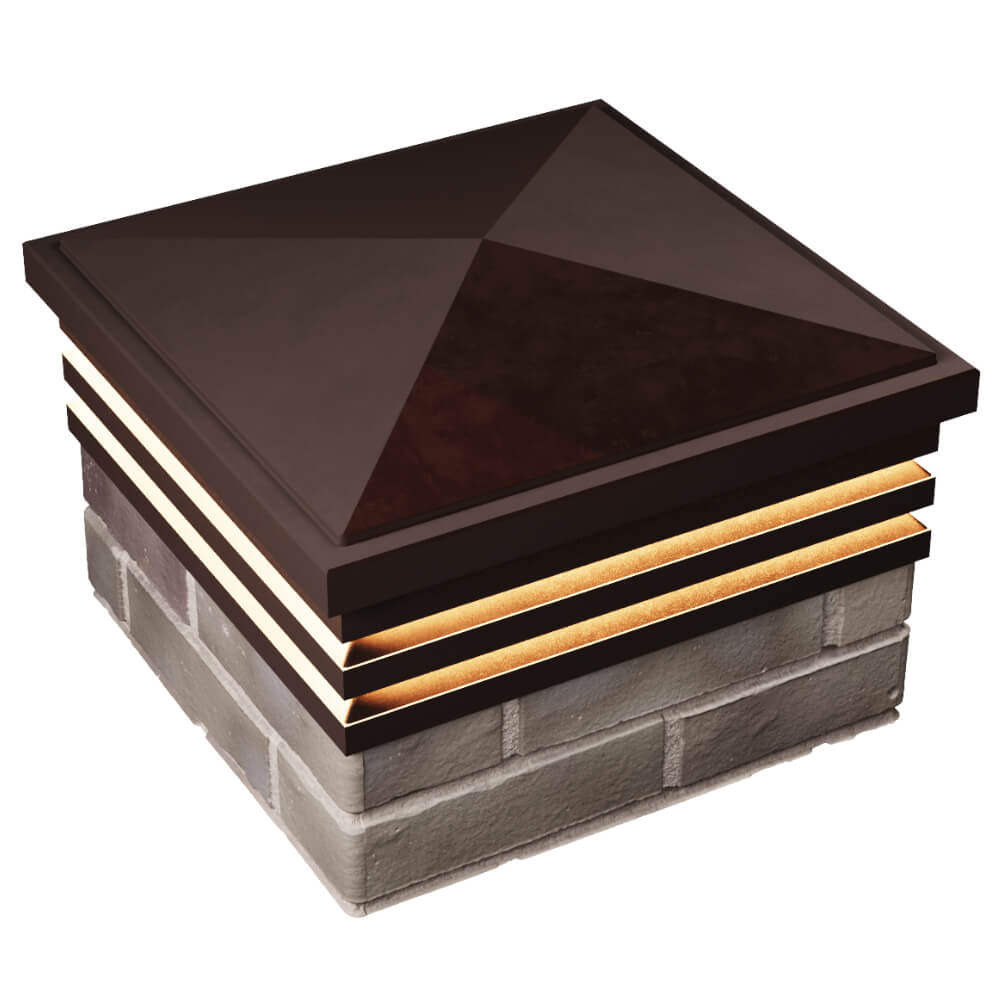 Колпак Zking Бона ХайТек Коричневый на столб 1.5х1.5 кирпича (385х385мм) с подсветкой в Киселевске фото