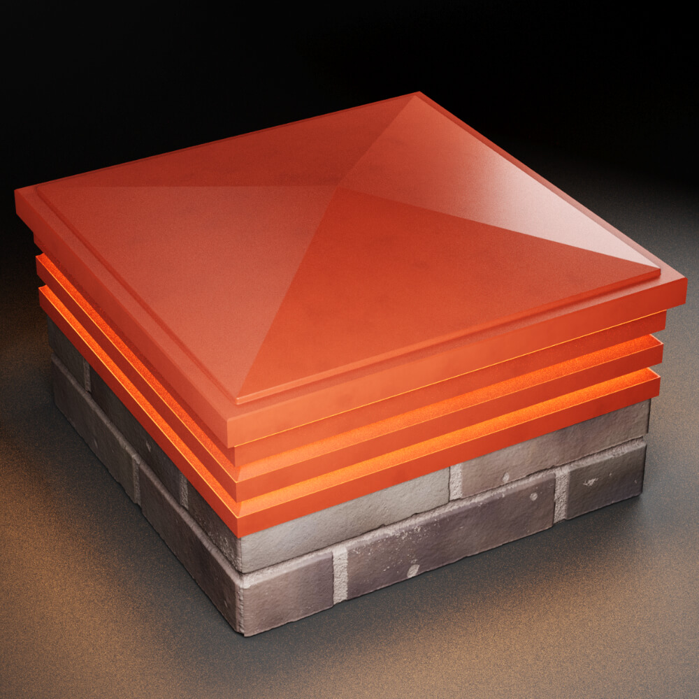 Колпак Zking Бона ХайТек Красный на столб 2х2 кирпича (513х513мм) с подсветкой в Киселевске фото