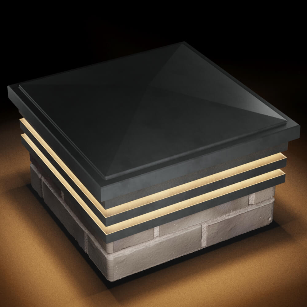 Колпак Zking Бона ХайТек Серый на столб 1.5х1.5 кирпича (385х385мм) с подсветкой в Киселевске фото