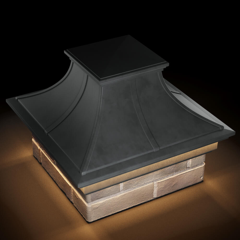 Колпак Zking Монблан Премиум Серый на столб 1.5х1.5 кирпича (385х385мм) с подсветкой в Киселевске фото