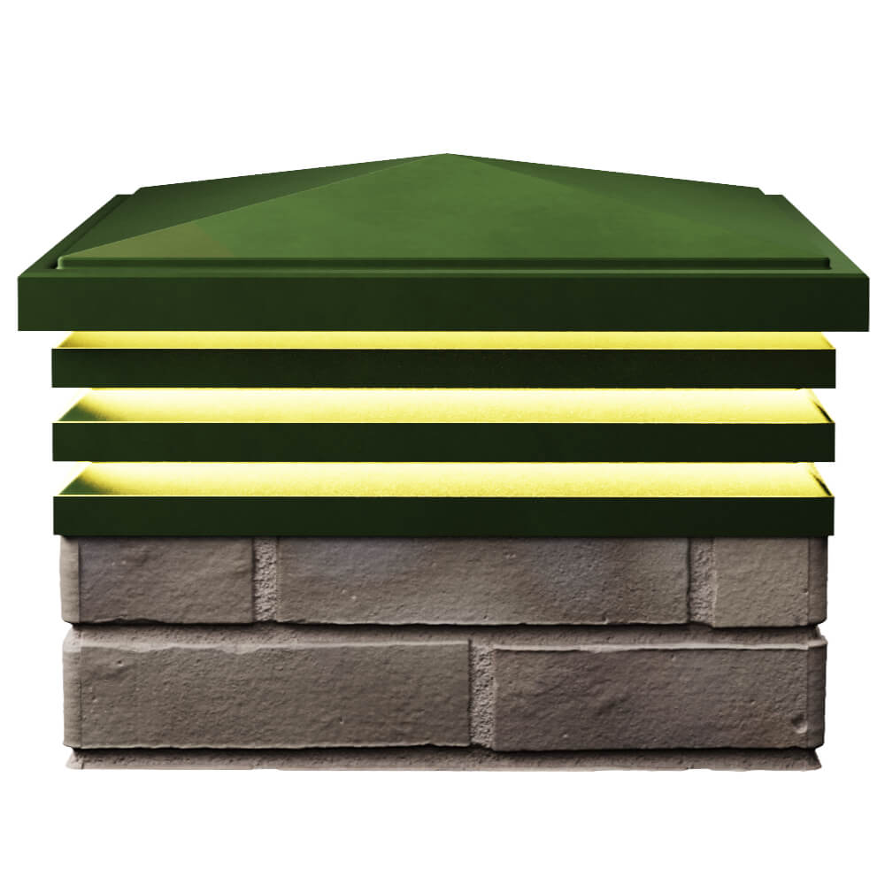 Колпак Zking Бона ХайТек Зеленый на столб 1.5х1.5 кирпича (385х385мм) с подсветкой в Киселевске фото