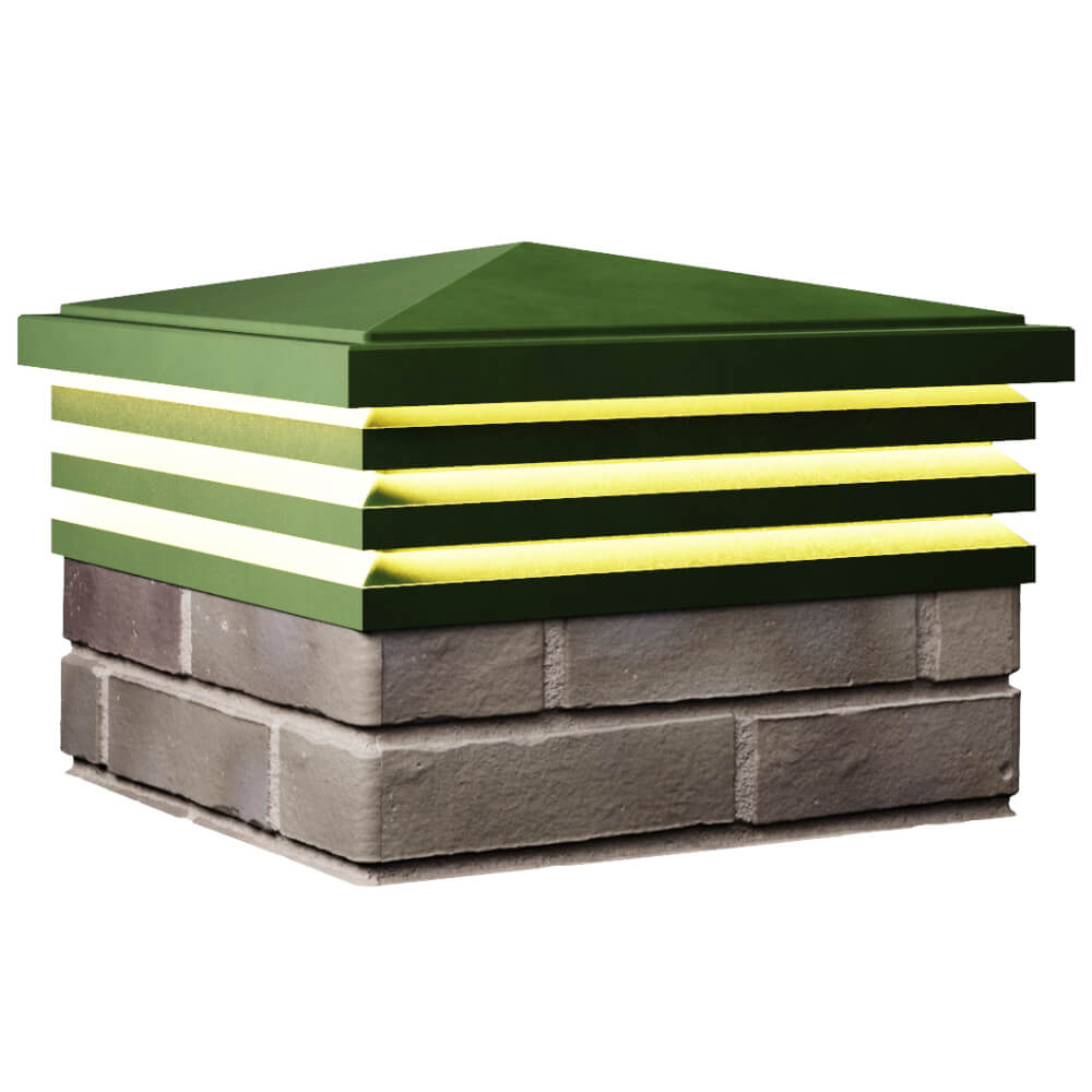 Колпак Zking Бона ХайТек Зеленый на столб 1.5х1.5 кирпича (385х385мм) с подсветкой в Киселевске фото