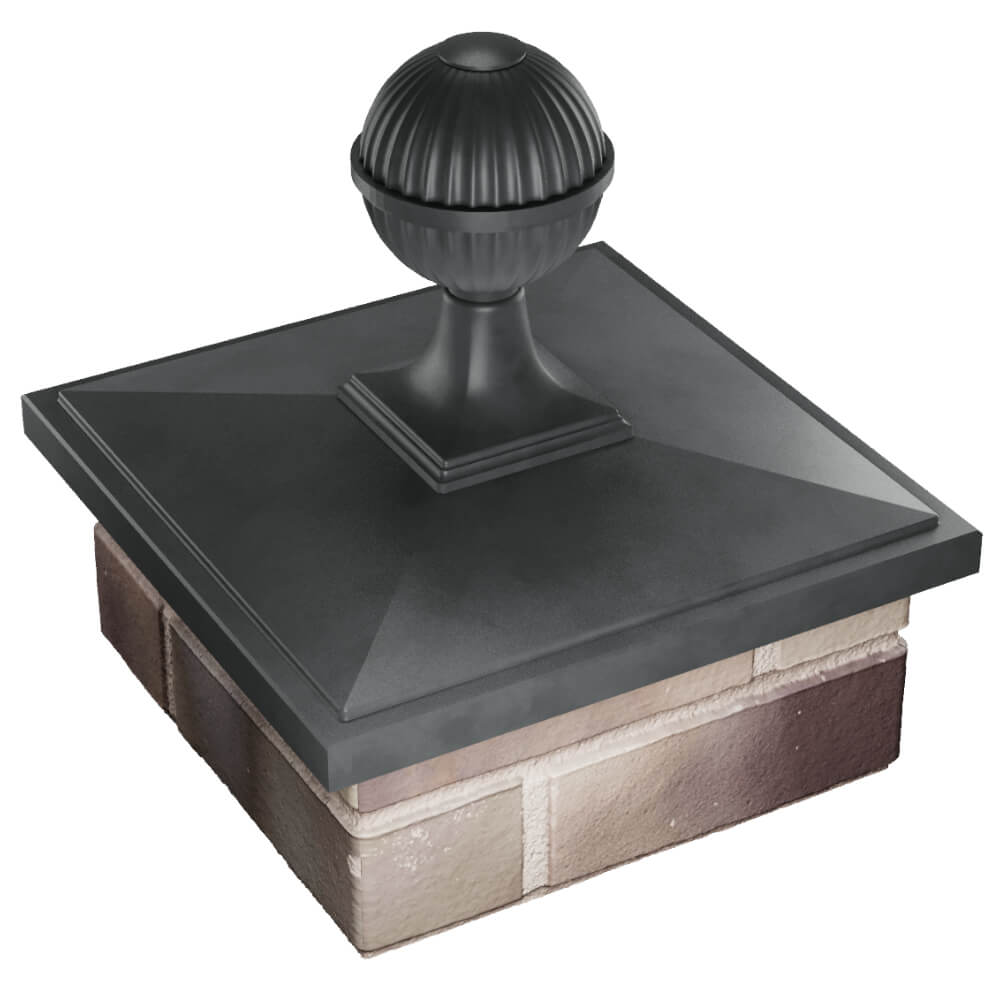 Колпак Zking БонаМоно Серый с шаром на столб 1.5х1.5 кирпича (385х385, 400х400мм) в сборе в Киселевске фото