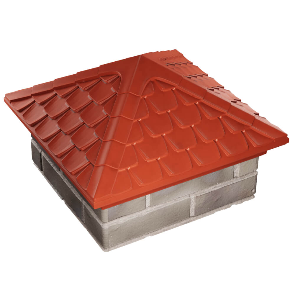 Колпак Zking Эльбрус Красный на столб 1.5х1.5 кирпича (385х385мм) в Киселевске фото