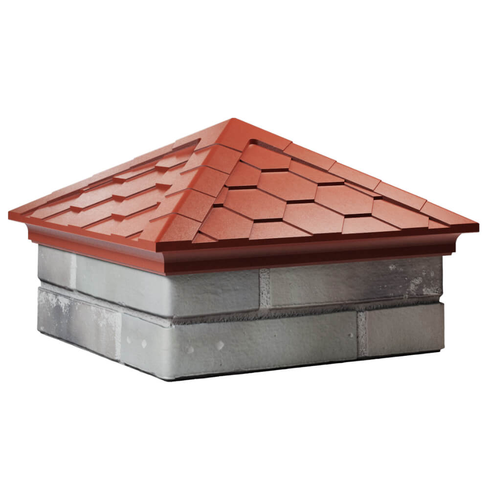 Колпак Zking Эверест Красный на столб 1.5х1.5 кирпича (390х390мм) в Киселевске фото