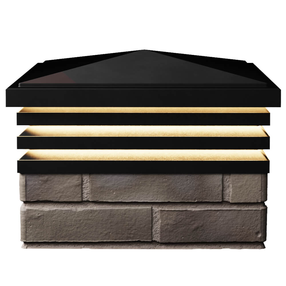 Колпак Zking Бона ХайТек Черный на столб 1.5х1.5 кирпича (385х385мм) с подсветкой в Киселевске фото