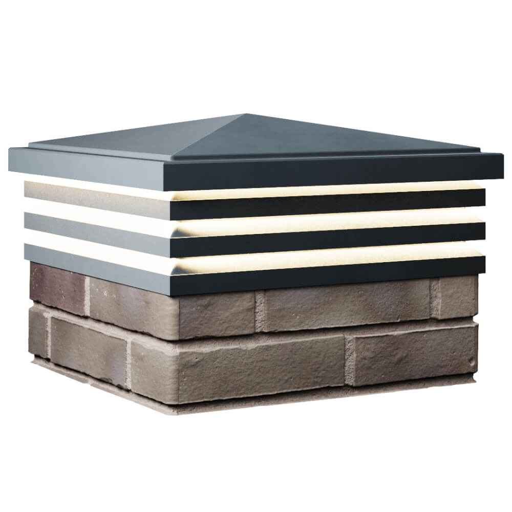 Колпак Zking Бона ХайТек Серый на столб 1.5х1.5 кирпича (385х385мм) с подсветкой в Киселевске фото