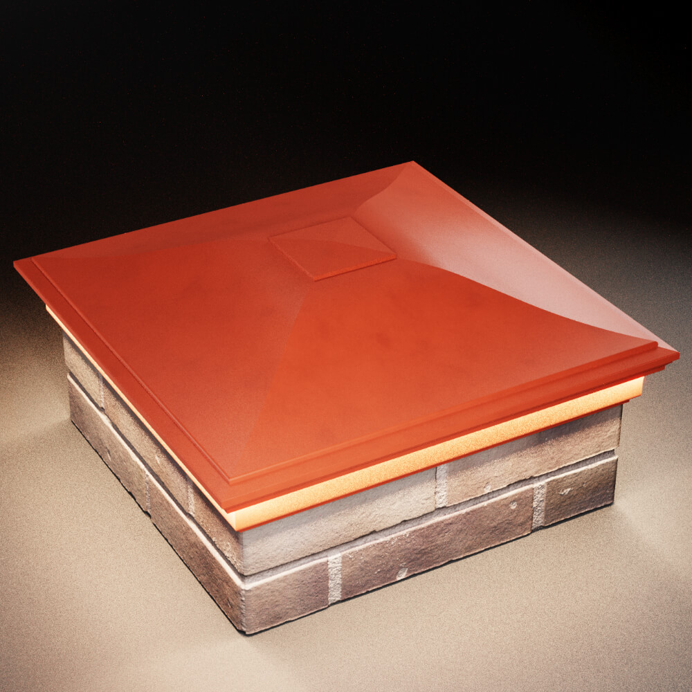 Колпак Zking Монблан Красный на столб 2х2 кирпича (515х515мм) c подсветкой в Киселевске фото