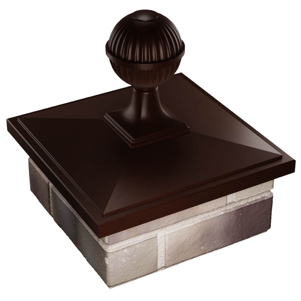 Колпак Zking БонаМоно Коричневый с шаром на столб 1.5х1.5 кирпича (385х385, 400х400мм) в сборе в Киселевске фото