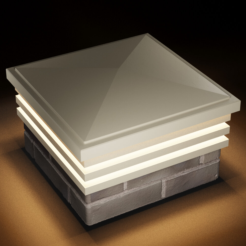 Колпак Zking Бона ХайТек Бежевый на столб 1.5х1.5 кирпича (385х385мм) с подсветкой в Киселевске фото