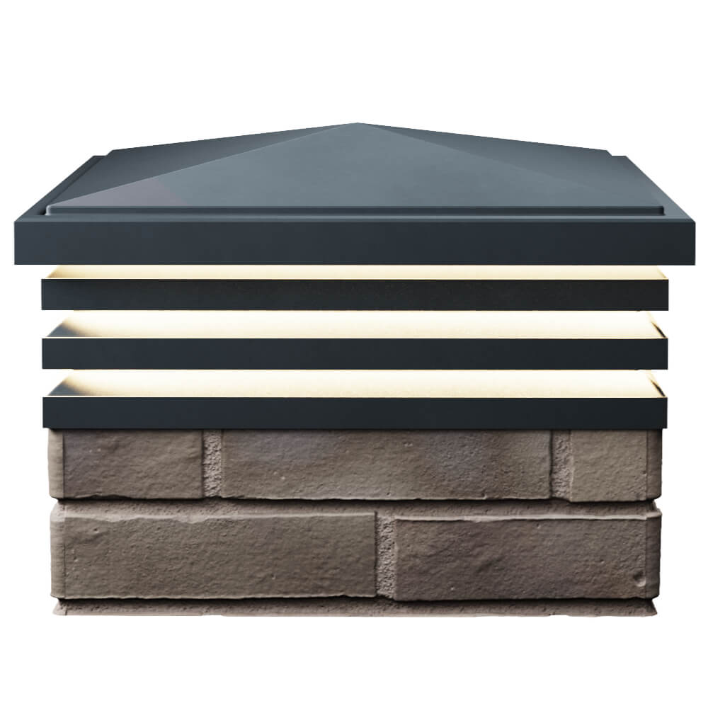 Колпак Zking Бона ХайТек Серый на столб 1.5х1.5 кирпича (385х385мм) с подсветкой в Киселевске фото