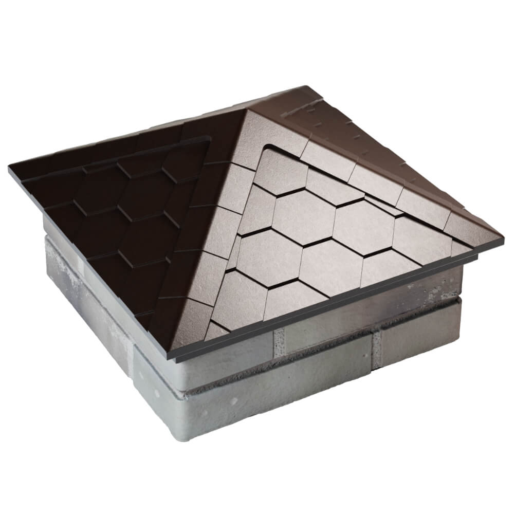 Колпак Zking Эверест Коричневый на столб 1.5х1.5 кирпича (390х390мм) в Киселевске фото