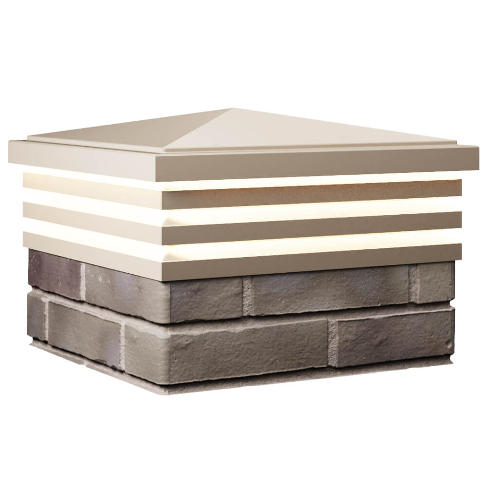 Колпак Zking Бона ХайТек Бежевый на столб 1.5х1.5 кирпича (385х385мм) с подсветкой в Киселевске фото