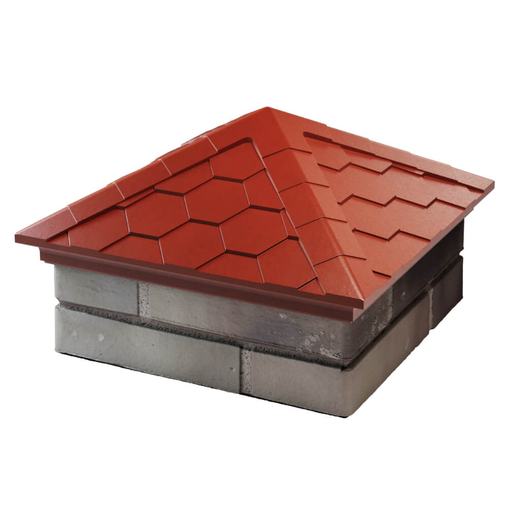 Колпак Zking Эверест Красный на столб 1.5х1.5 кирпича (390х390мм) в Киселевске фото