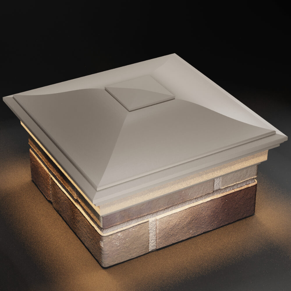 Колпак Zking Монблан Бежевый на столб 1.5х1.5 кирпича (385х385мм) с подсветкой в Киселевске фото