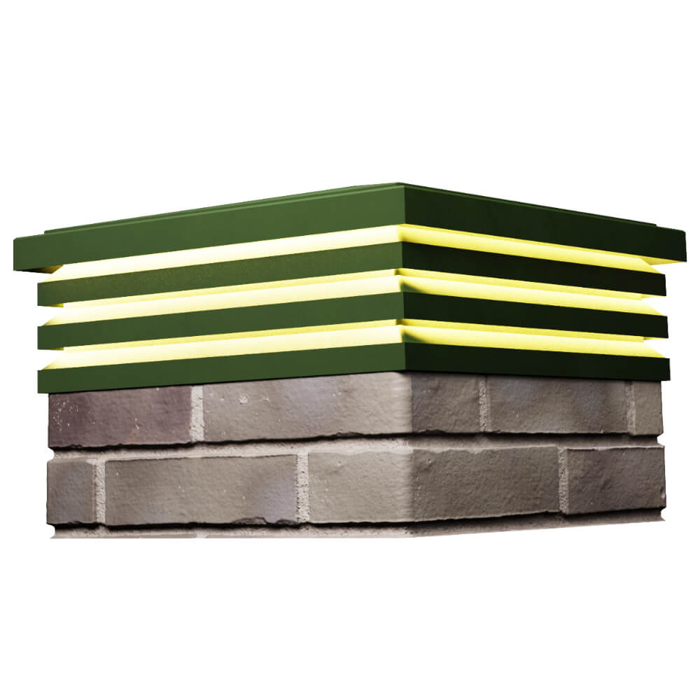 Колпак Zking Бона ХайТек Зеленый на столб 1.5х1.5 кирпича (385х385мм) с подсветкой в Киселевске фото