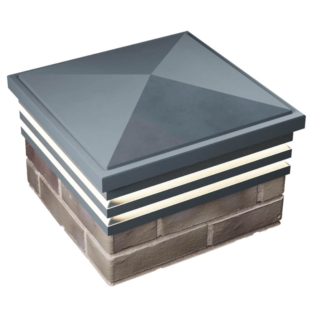 Колпак Zking Бона ХайТек Серый на столб 1.5х1.5 кирпича (385х385мм) с подсветкой в Киселевске фото