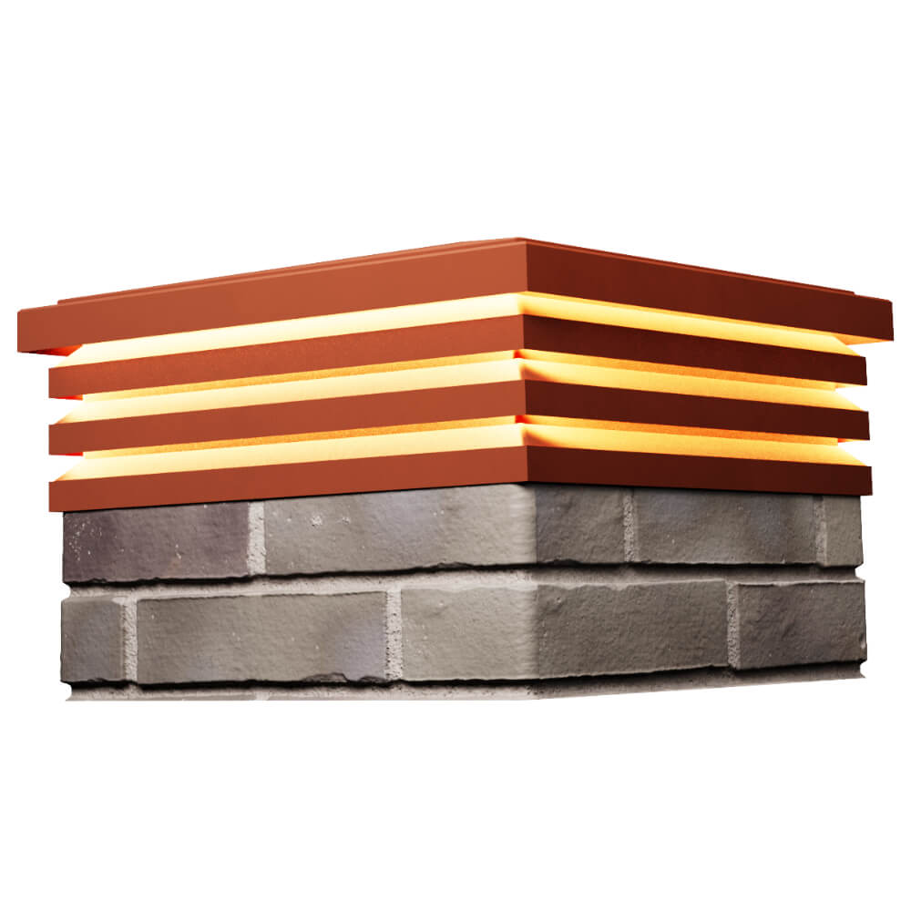 Колпак Zking Бона ХайТек Красный на столб 1.5х1.5 кирпича (385х385мм) с подсветкой в Киселевске фото