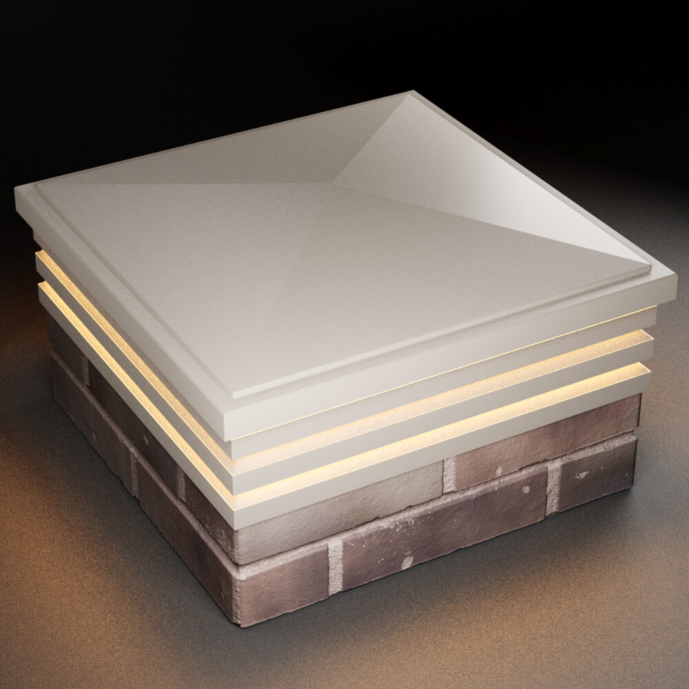 Колпак Zking Бона ХайТек Бежевый на столб 2х2 кирпича (513х513мм) с подсветкой в Киселевске фото