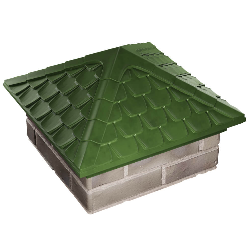 Колпак Zking Эльбрус Зеленый на столб 1.5х1.5 кирпича (385х385мм) в Киселевске фото