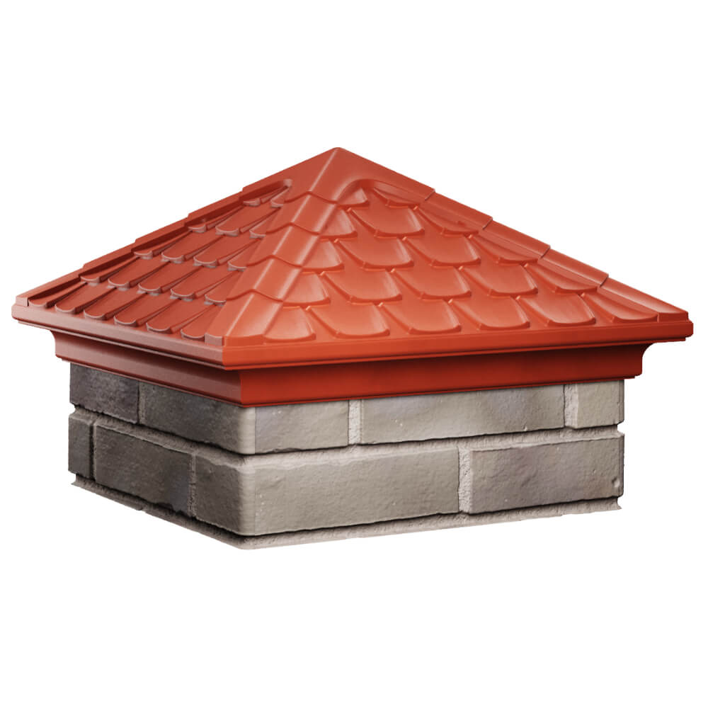 Колпак Zking Эльбрус Красный на столб 1.5х1.5 кирпича (385х385мм) в Киселевске фото