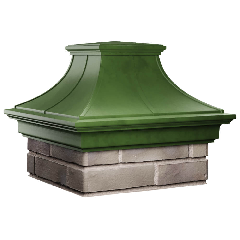 Колпак Zking Монблан Премиум Зеленый на столб 1.5х1.5 кирпича (385х385мм) в Киселевске фото