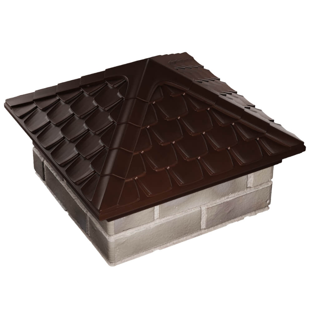 Колпак Zking Эльбрус Коричневый на столб 1.5х1.5 кирпича (385х385мм) в Киселевске фото