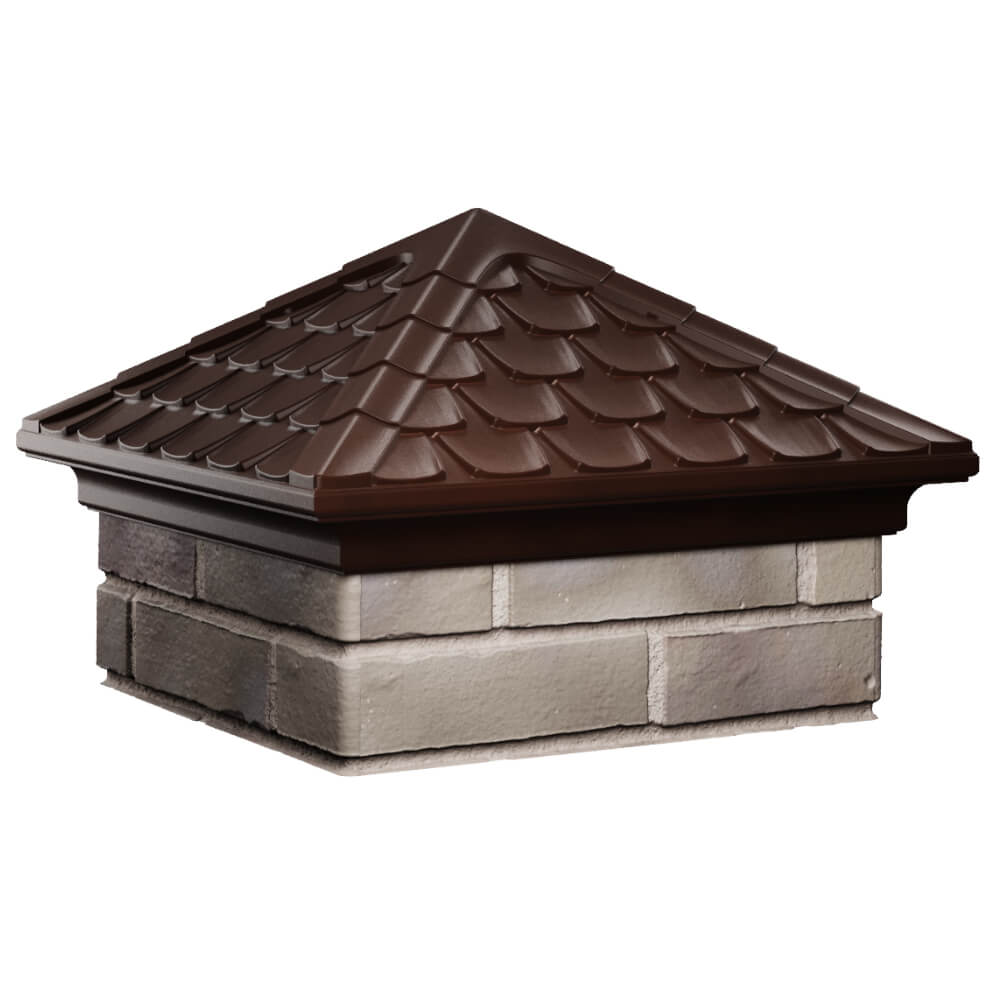 Колпак Zking Эльбрус Коричневый на столб 1.5х1.5 кирпича (385х385мм) в Киселевске фото