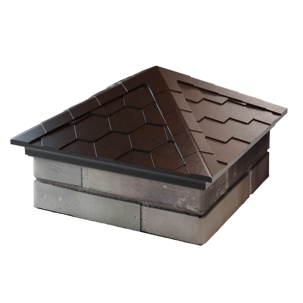 Колпак Zking Эверест Коричневый на столб 1.5х1.5 кирпича (390х390мм) в Киселевске фото