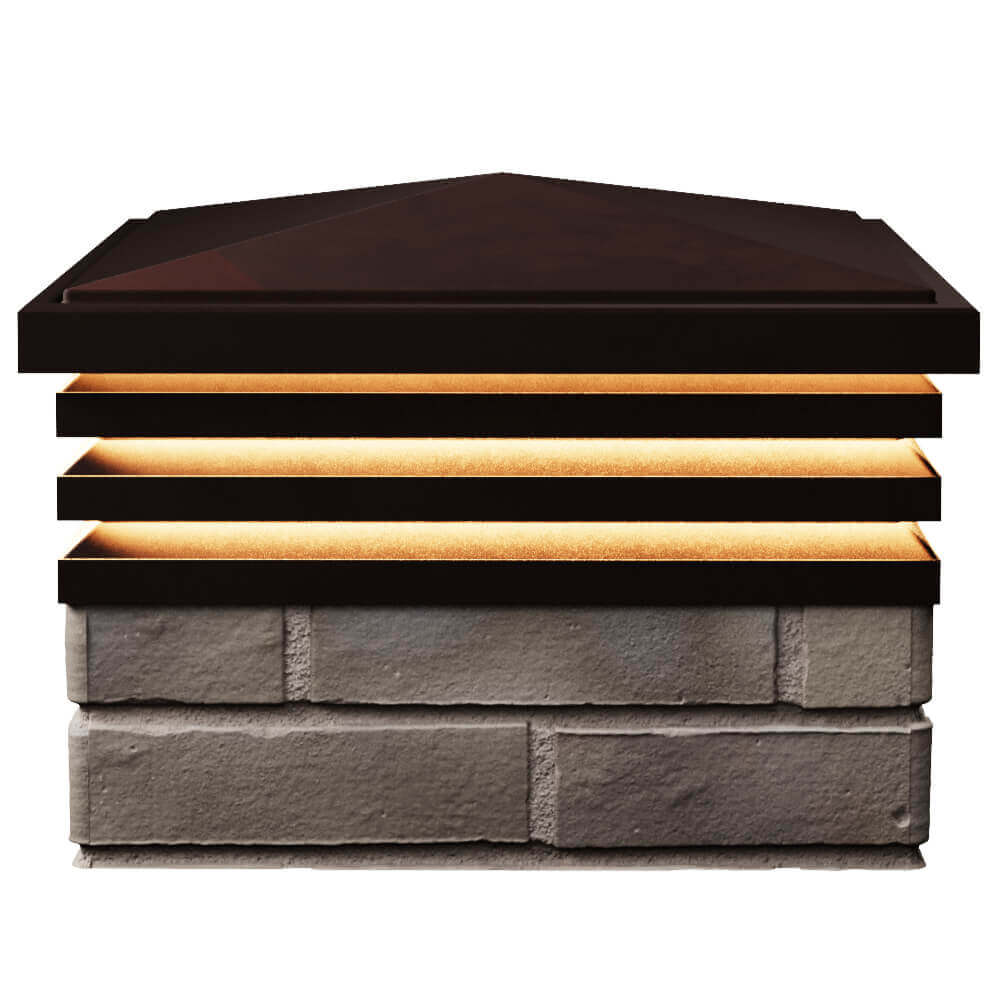 Колпак Zking Бона ХайТек Коричневый на столб 1.5х1.5 кирпича (385х385мм) с подсветкой в Киселевске фото